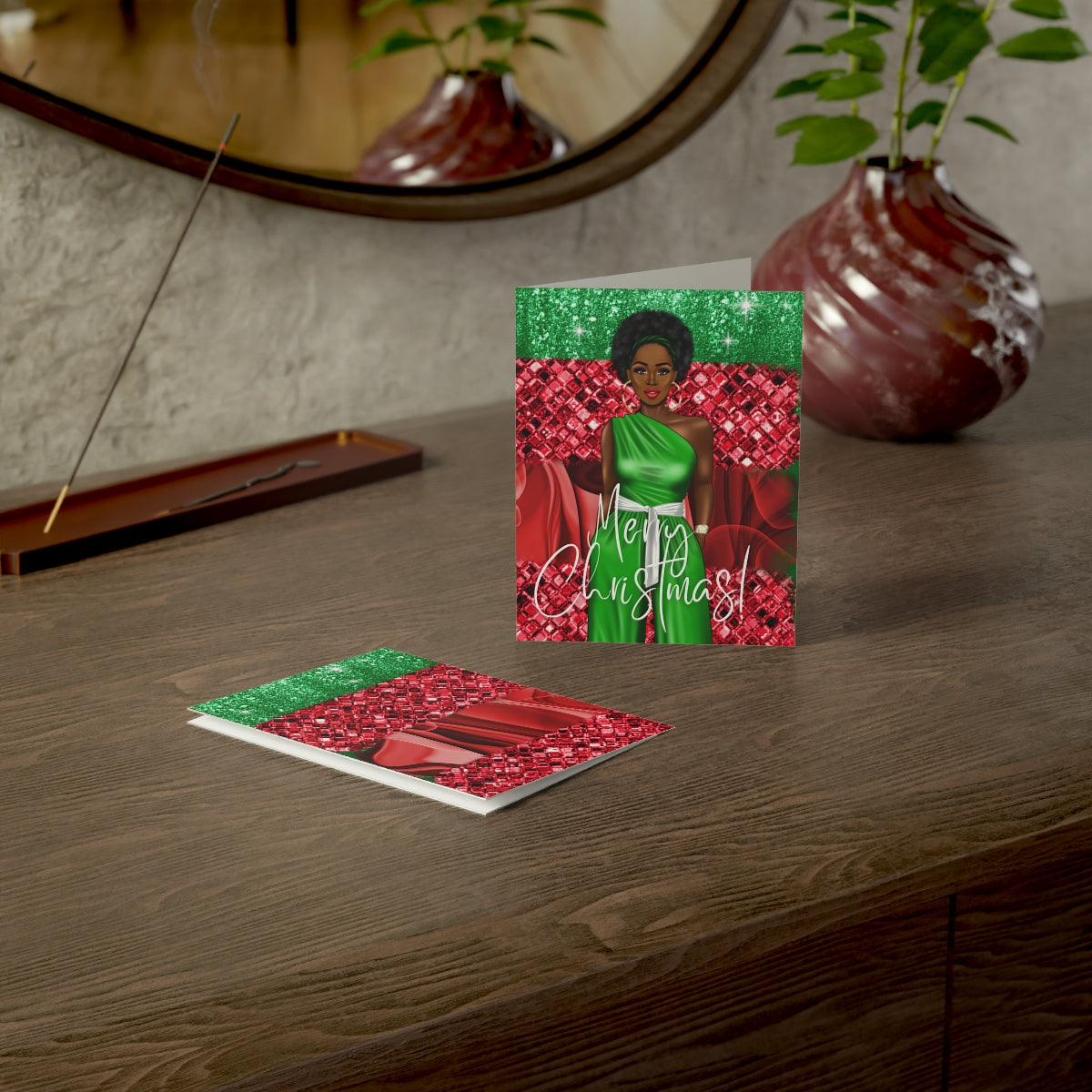 Black Woman Christmas Greeting Cards (1, 10, 30, and 50pcs)