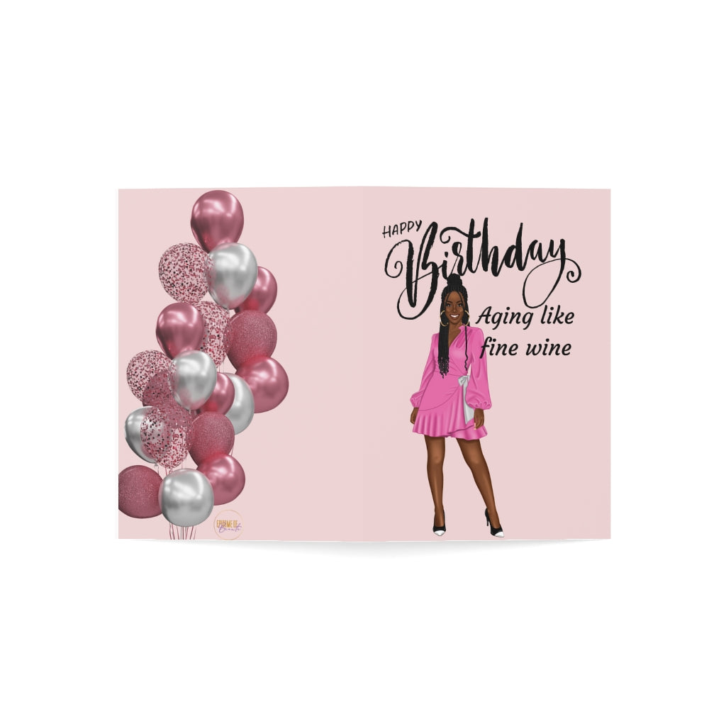 Happy Birthday Card-Aging like fine wine| Folded Greeting Cards (1, 10, 30, and 50pcs)