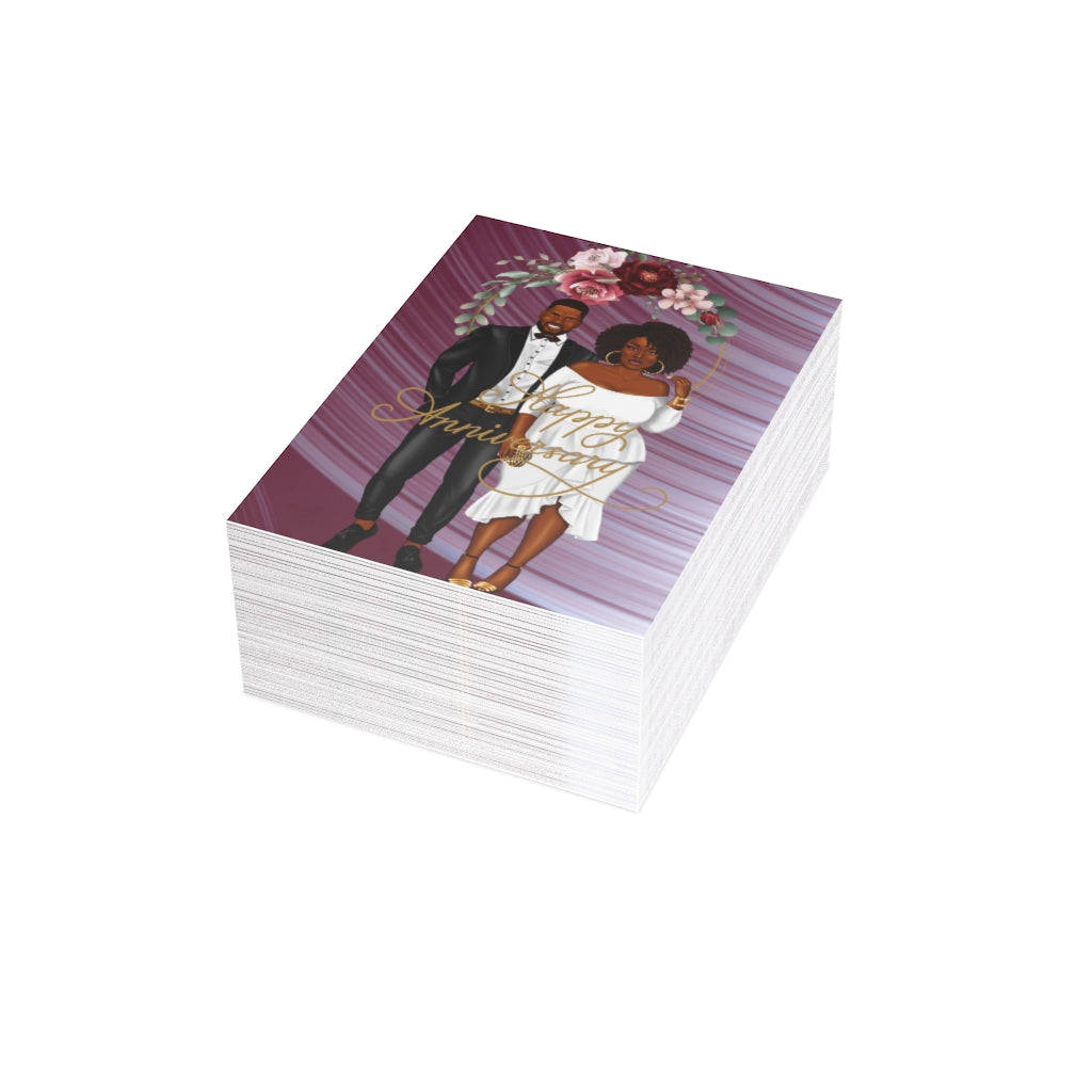 Happy Anniversary Card-African American Couple Greeting Cards (1 or 10-pcs)