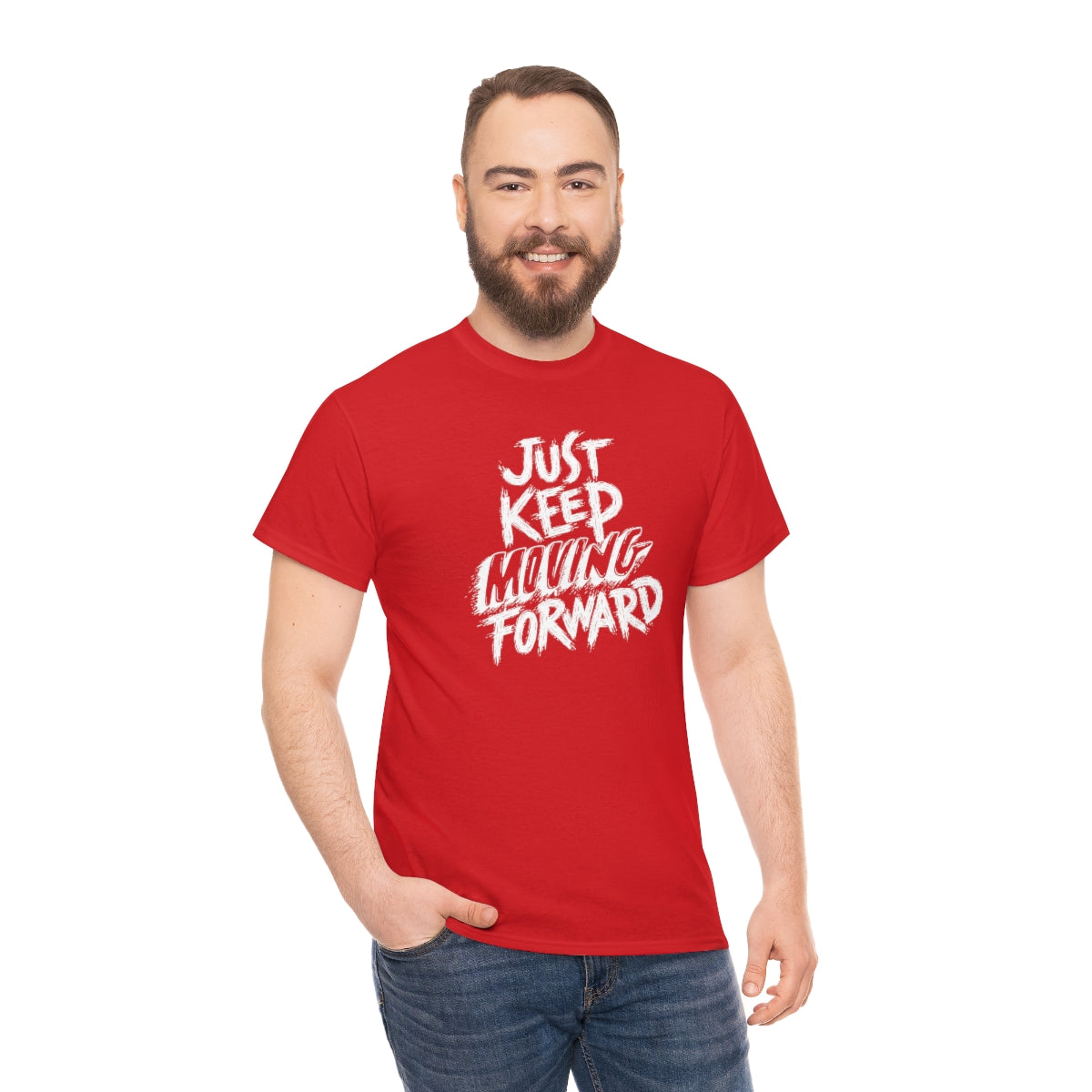 Just Keep Moving Forward Unisex Heavy Cotton Tee| Motivational Shirt