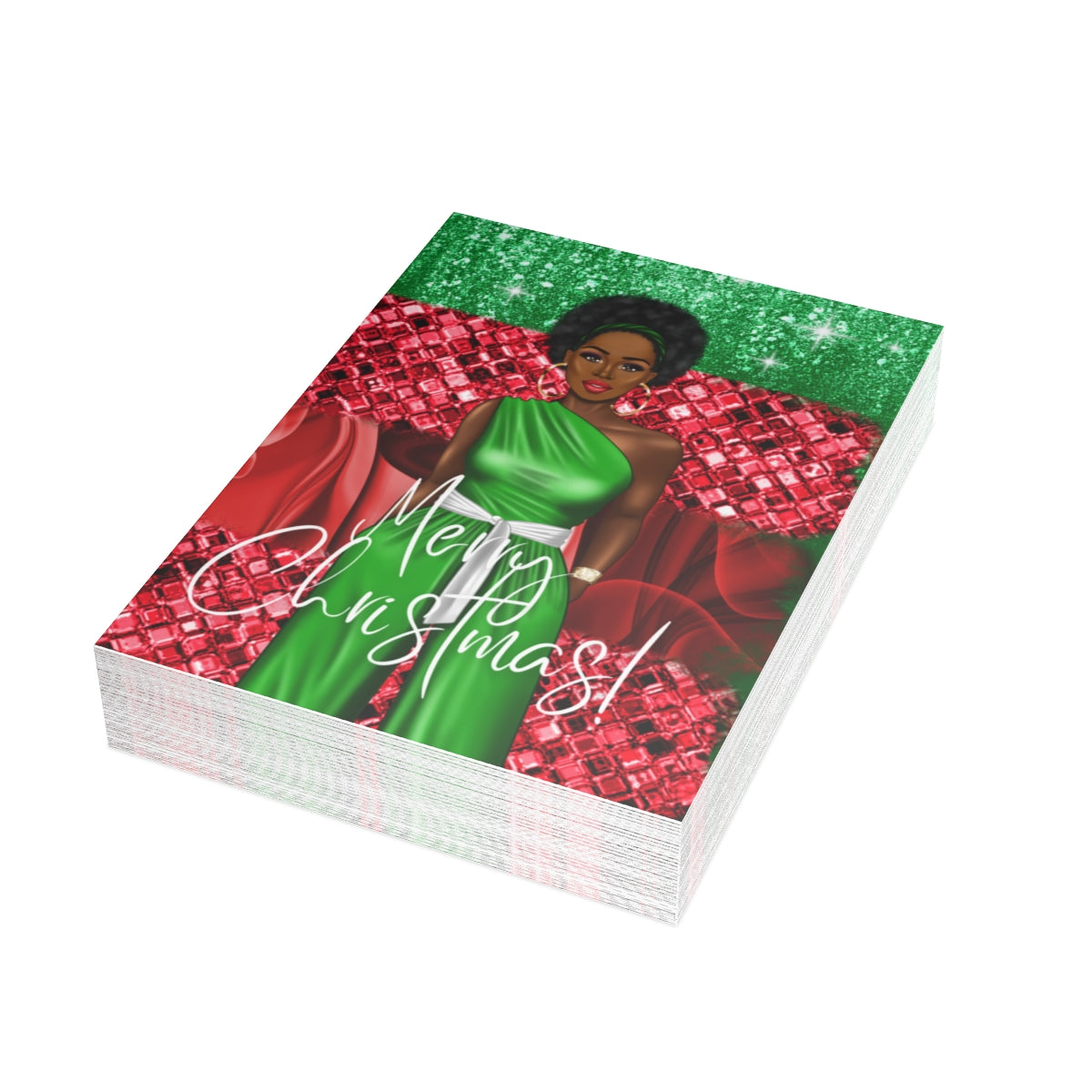 Black Woman Christmas Greeting Cards (1, 10, 30, and 50pcs)