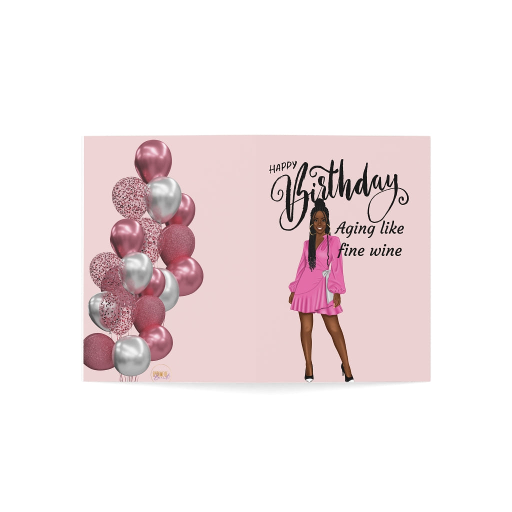 Happy Birthday Card-Aging like fine wine| Folded Greeting Cards (1, 10, 30, and 50pcs)