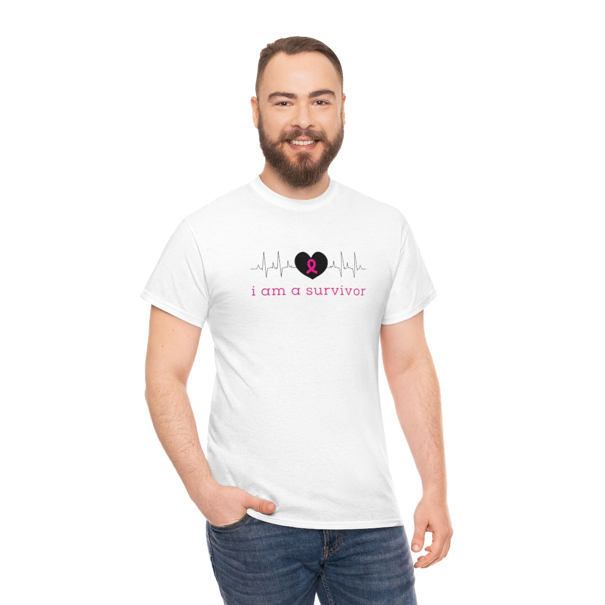 I am a Survivor Heavy Cotton Tee| Breast Cancer Tees