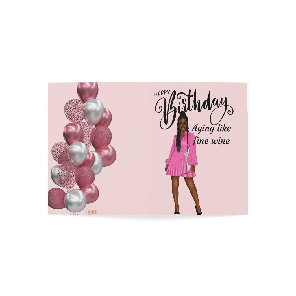 Happy Birthday Card-Aging like fine wine| Folded Greeting Cards (1, 10, 30, and 50pcs)