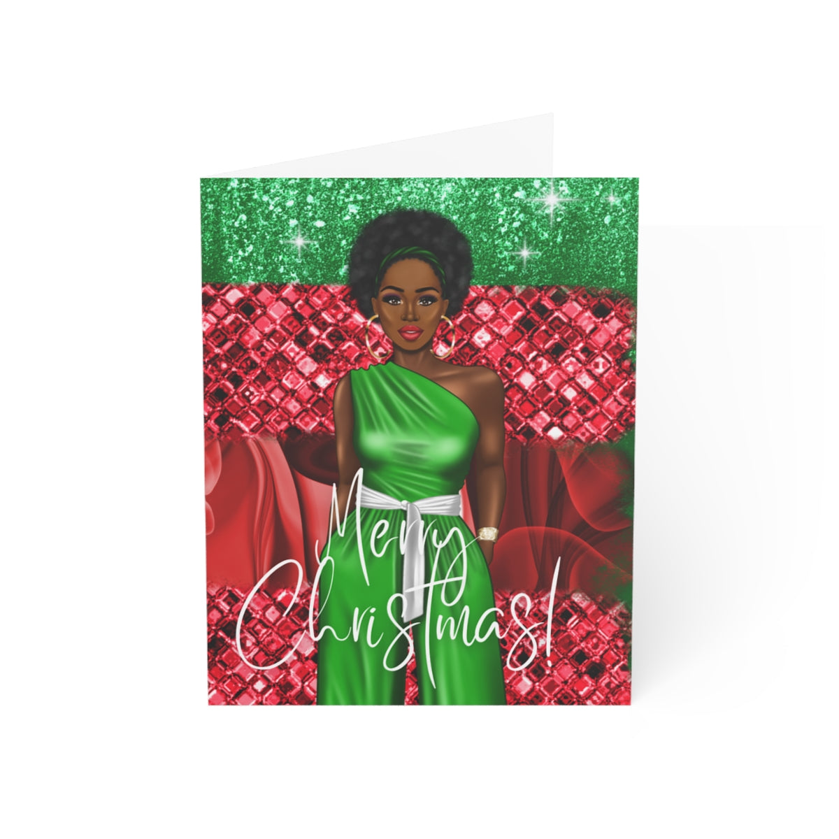 Black Woman Christmas Greeting Cards (1, 10, 30, and 50pcs)