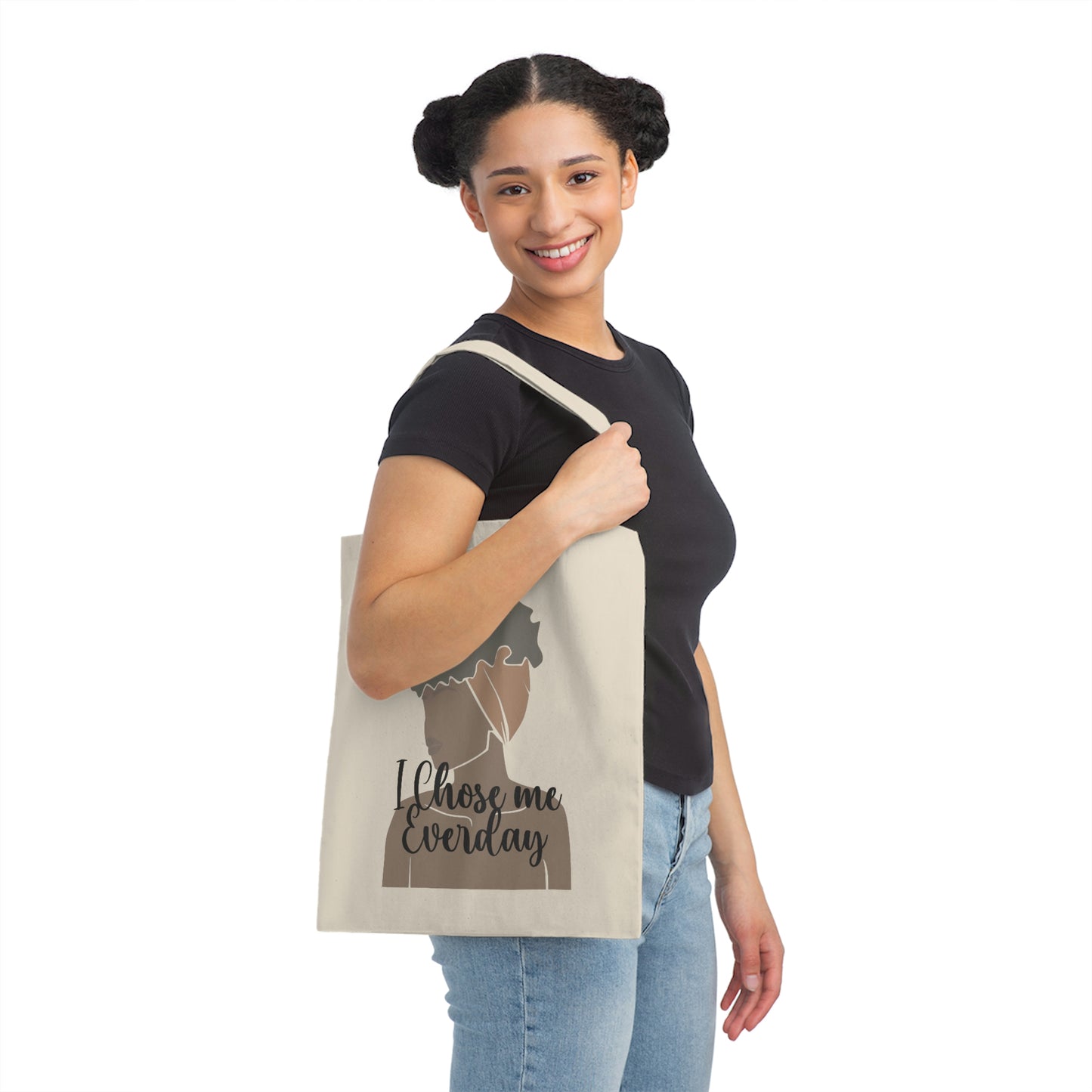 I Chose Me Everday Canvas Tote Bag-Tote Bag for Black Women-Shoulder Bag-Affirmation Tote Bag