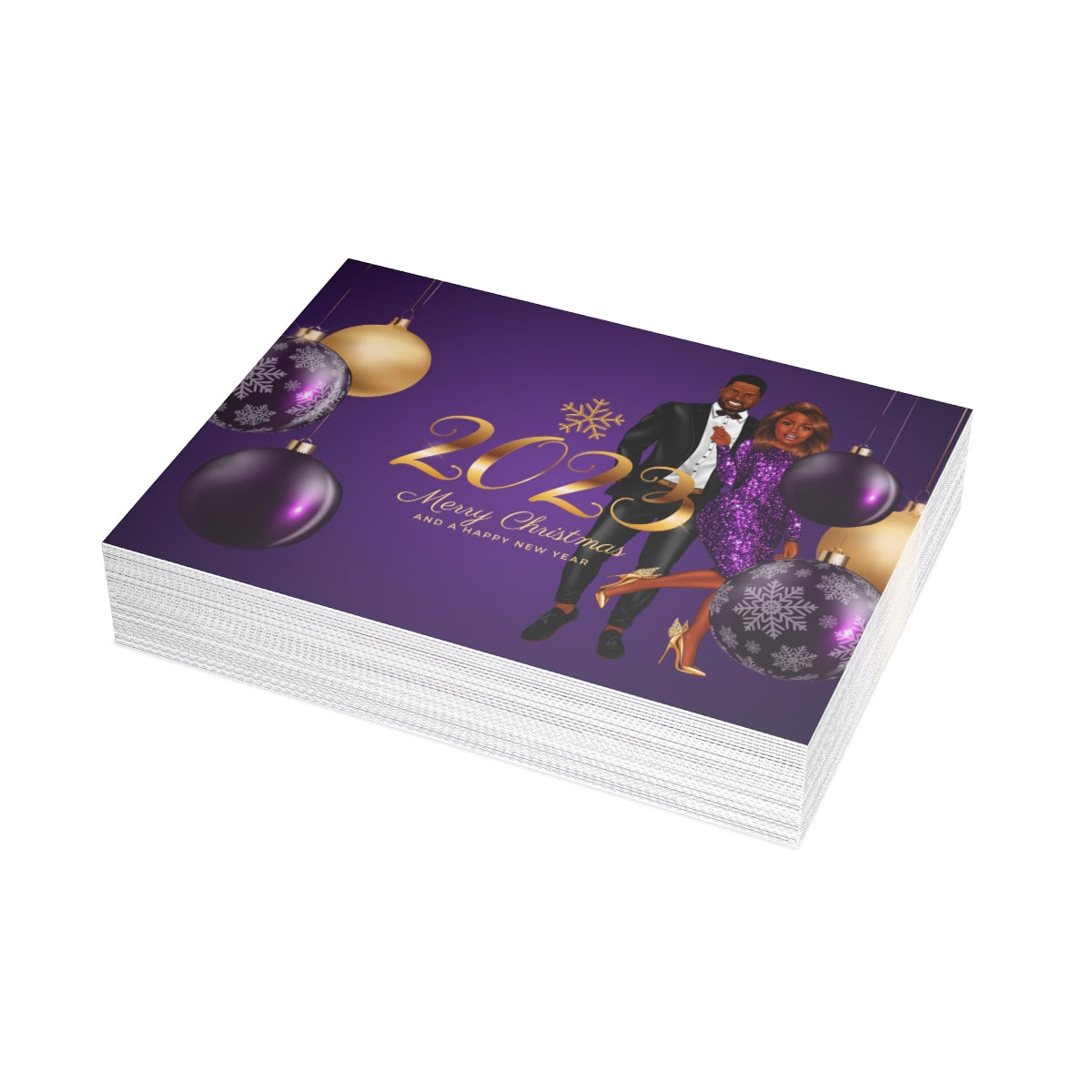 Couples Merry Christmas Unfolded Greeting Cards (10, 30, and 50pcs)