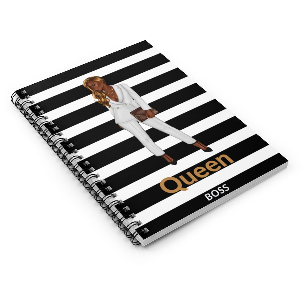 Queen Boss Gold Spiral Notebook - Ruled Line - Epitome of Beaute'