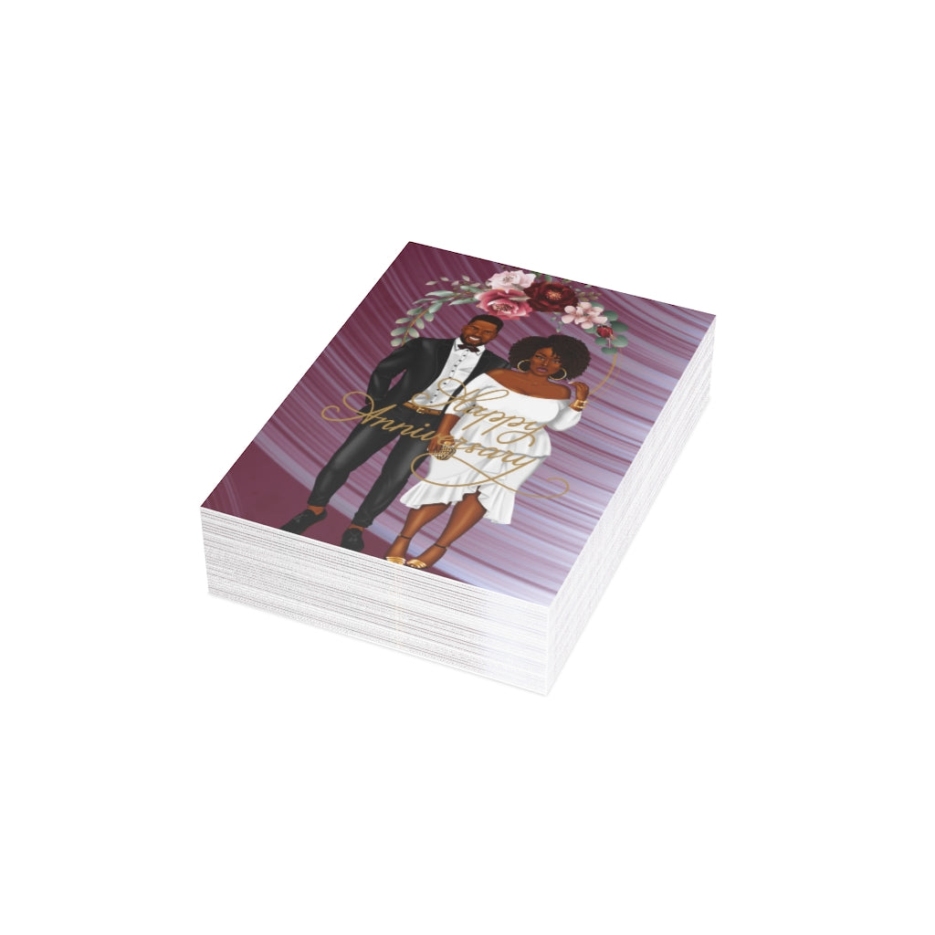 Happy Anniversary Card-African American Couple Greeting Cards (1 or 10-pcs)