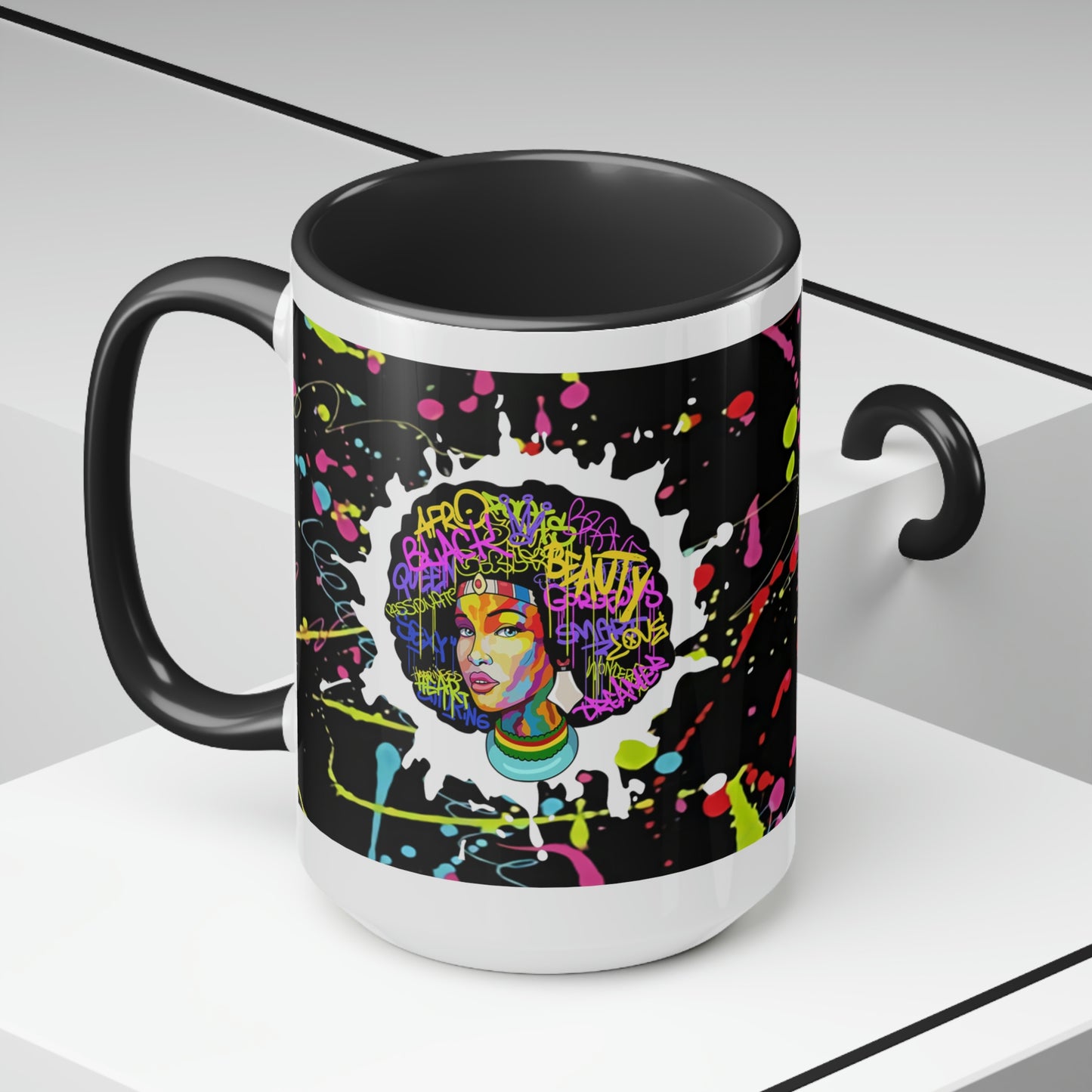 Black Queen Nutrition Two-Tone Coffee Mugs| Graffiti Mug