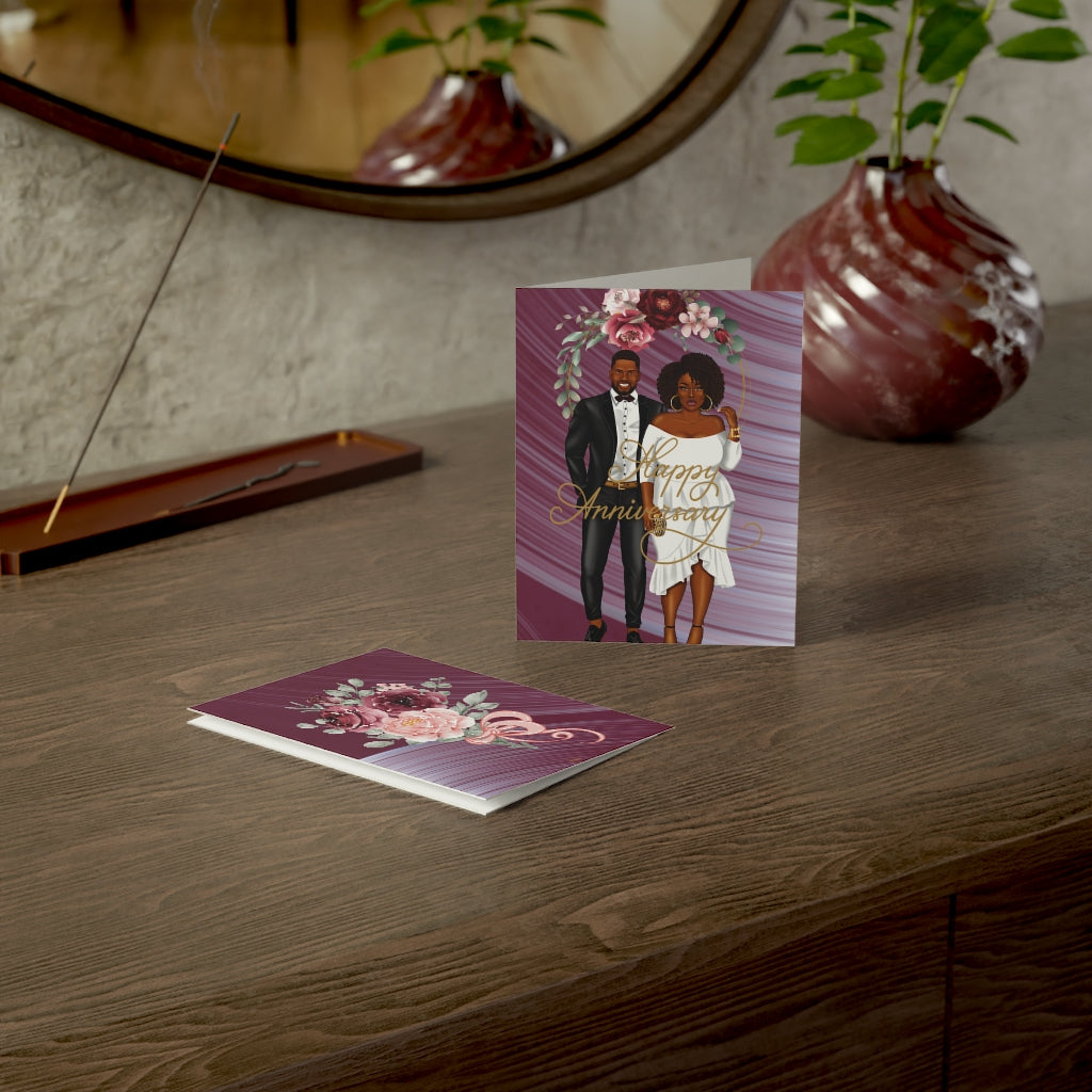 Happy Anniversary Card-African American Couple Greeting Cards (1 or 10-pcs)