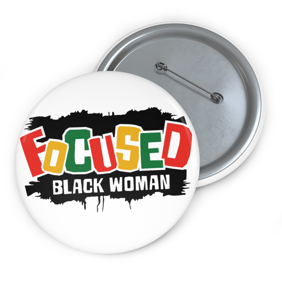 Focused Black Woman Pin Buttons