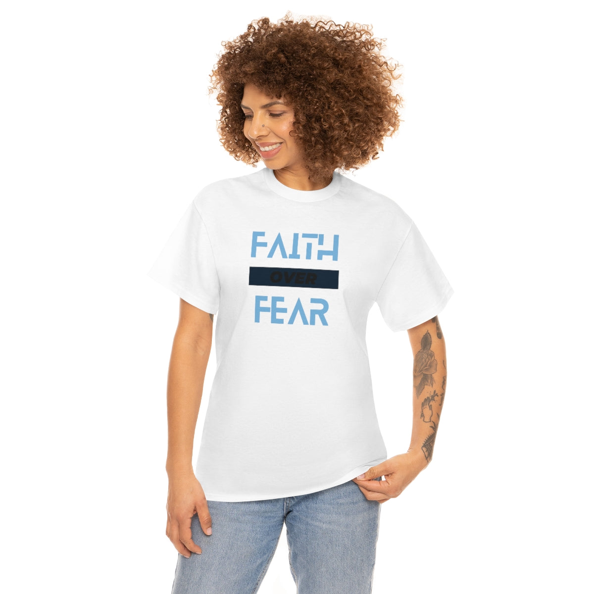 Fear over Fear Unisex Heavy Cotton Tee| Faith Based Tee