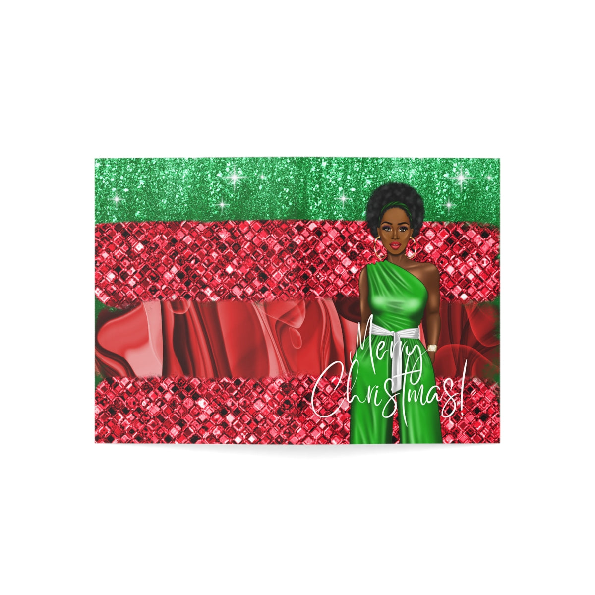 Black Woman Christmas Greeting Cards (1, 10, 30, and 50pcs)