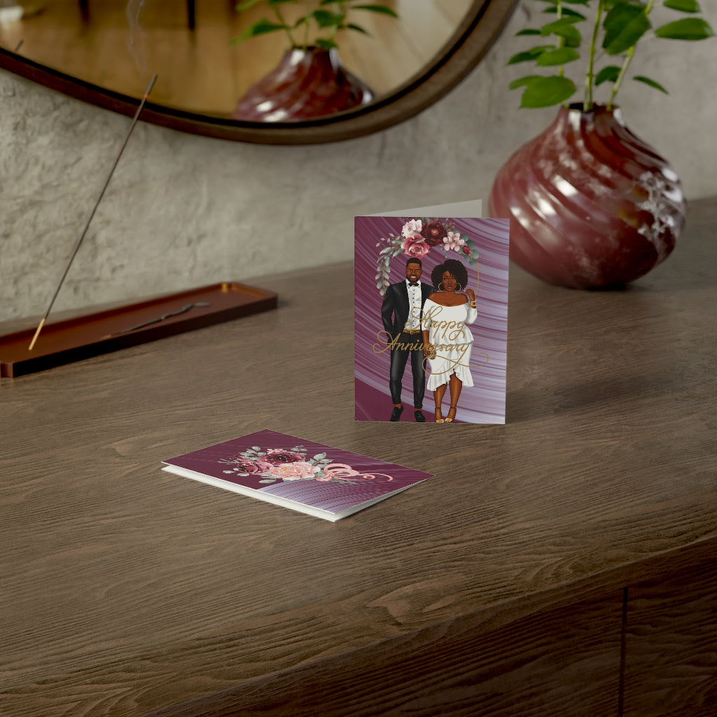 Happy Anniversary Card-African American Couple Greeting Cards (1 or 10-pcs)