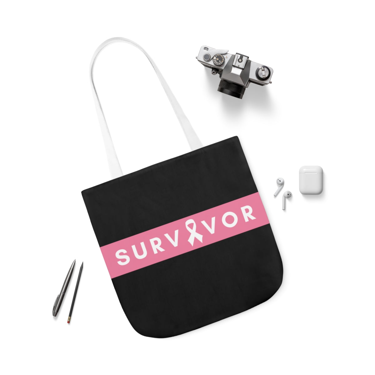 Survivor Canvas Tote Bag| Breast Cancer Awareness Tote Bag