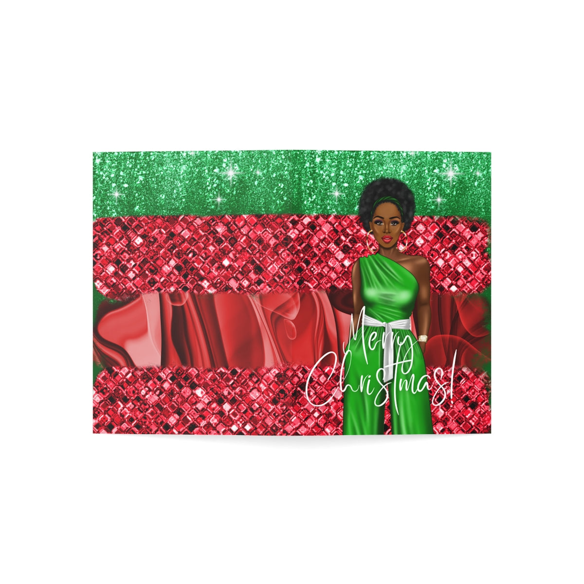 Black Woman Christmas Greeting Cards (1, 10, 30, and 50pcs)