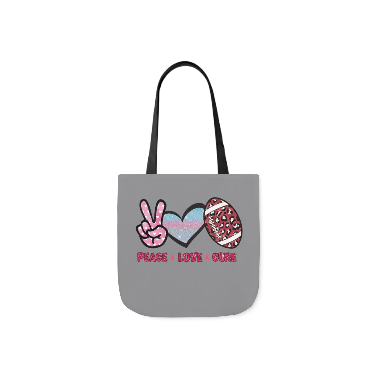 Peace Love Cure Canvas Tote Bag| Breast Cancer Tote Bag