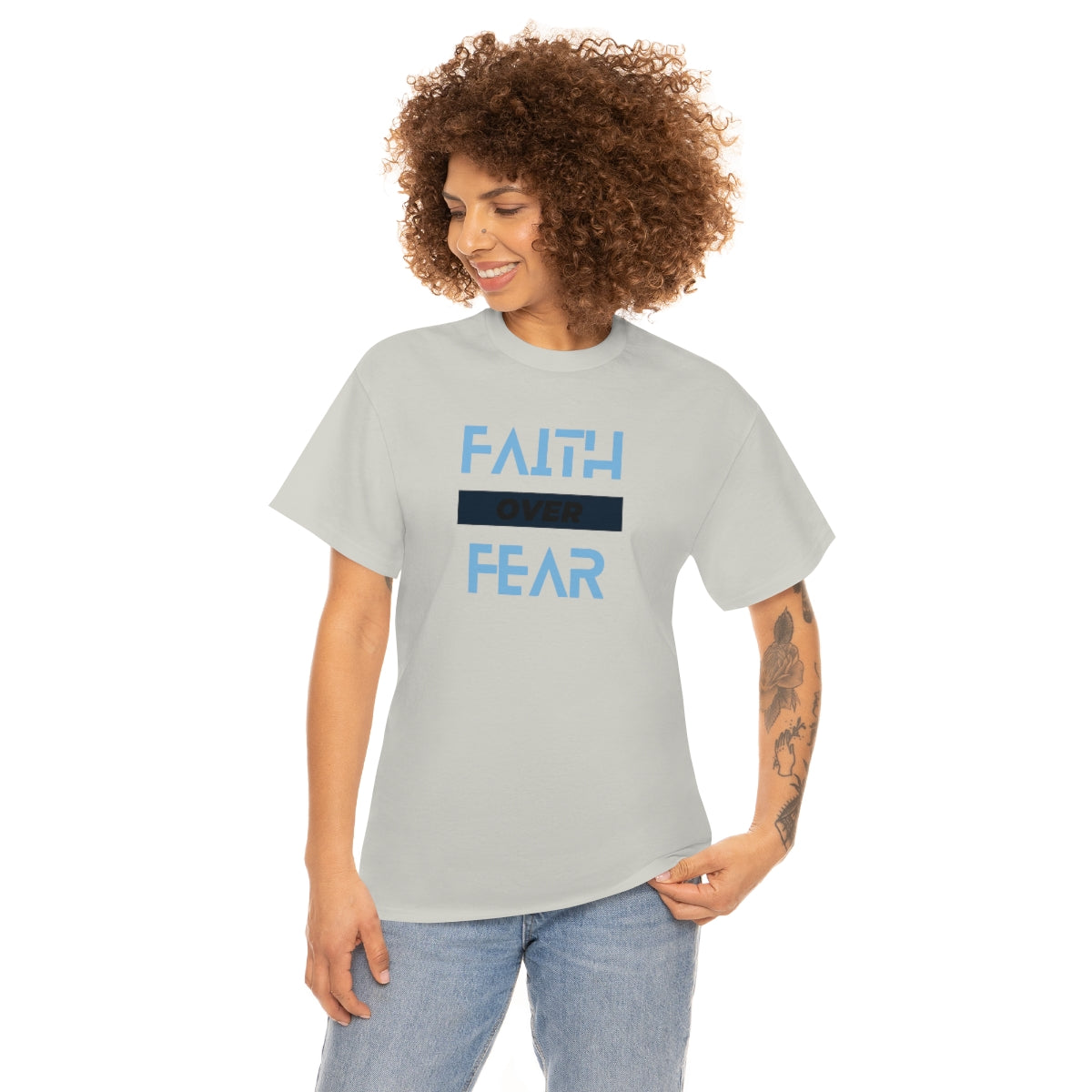 Fear over Fear Unisex Heavy Cotton Tee| Faith Based Tee