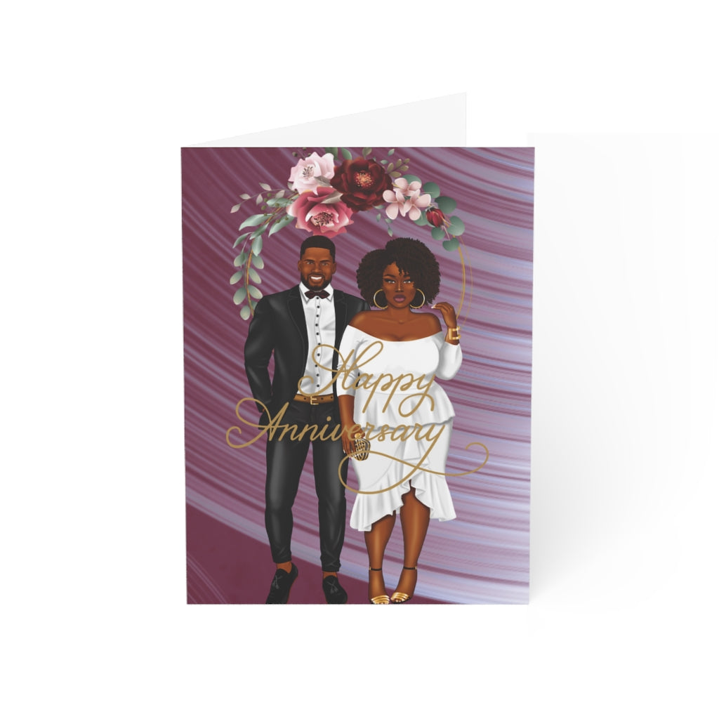 Happy Anniversary Card-African American Couple Greeting Cards (1 or 10-pcs)