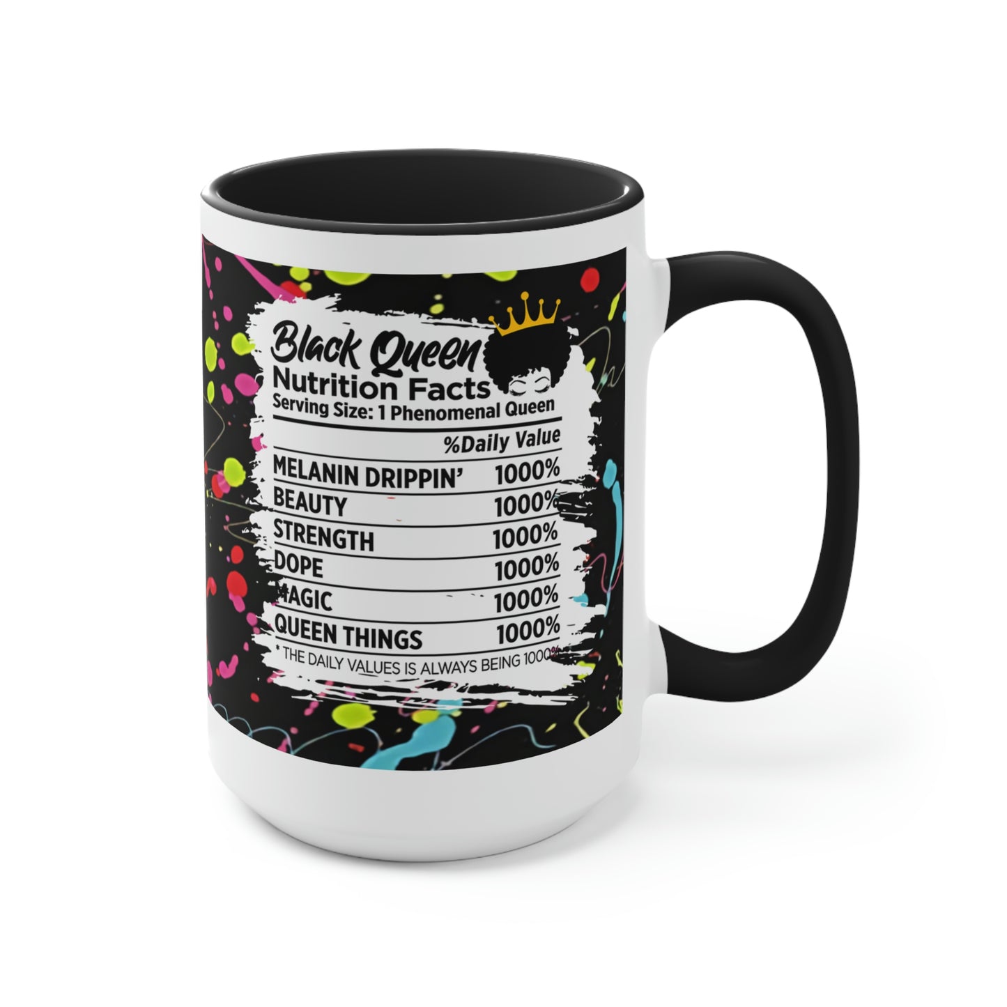 Black Queen Nutrition Two-Tone Coffee Mugs| Graffiti Mug