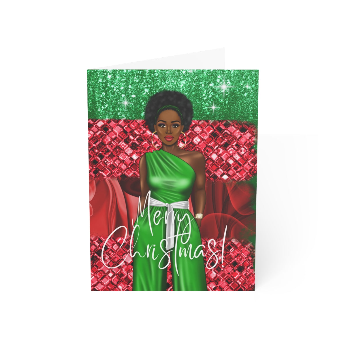 Black Woman Christmas Greeting Cards (1, 10, 30, and 50pcs)