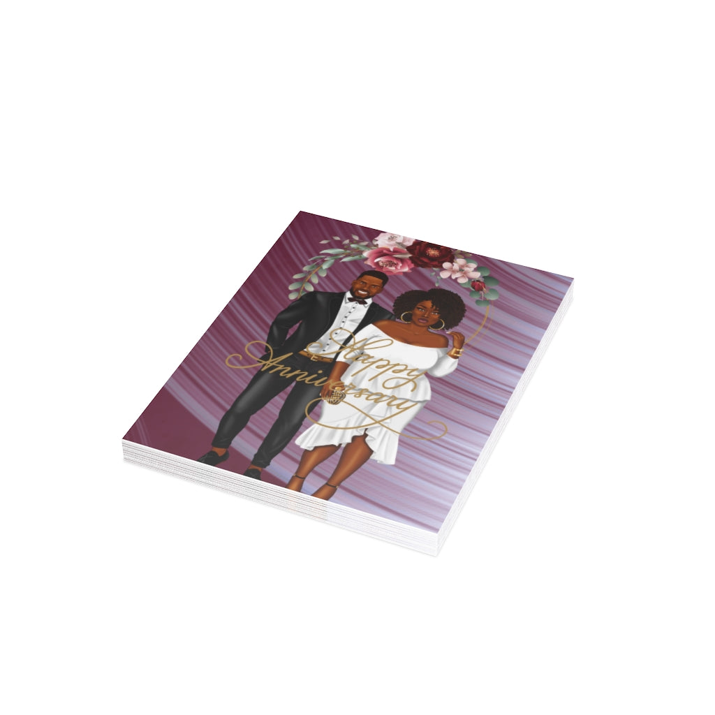 Happy Anniversary Card-African American Couple Greeting Cards (1 or 10-pcs)