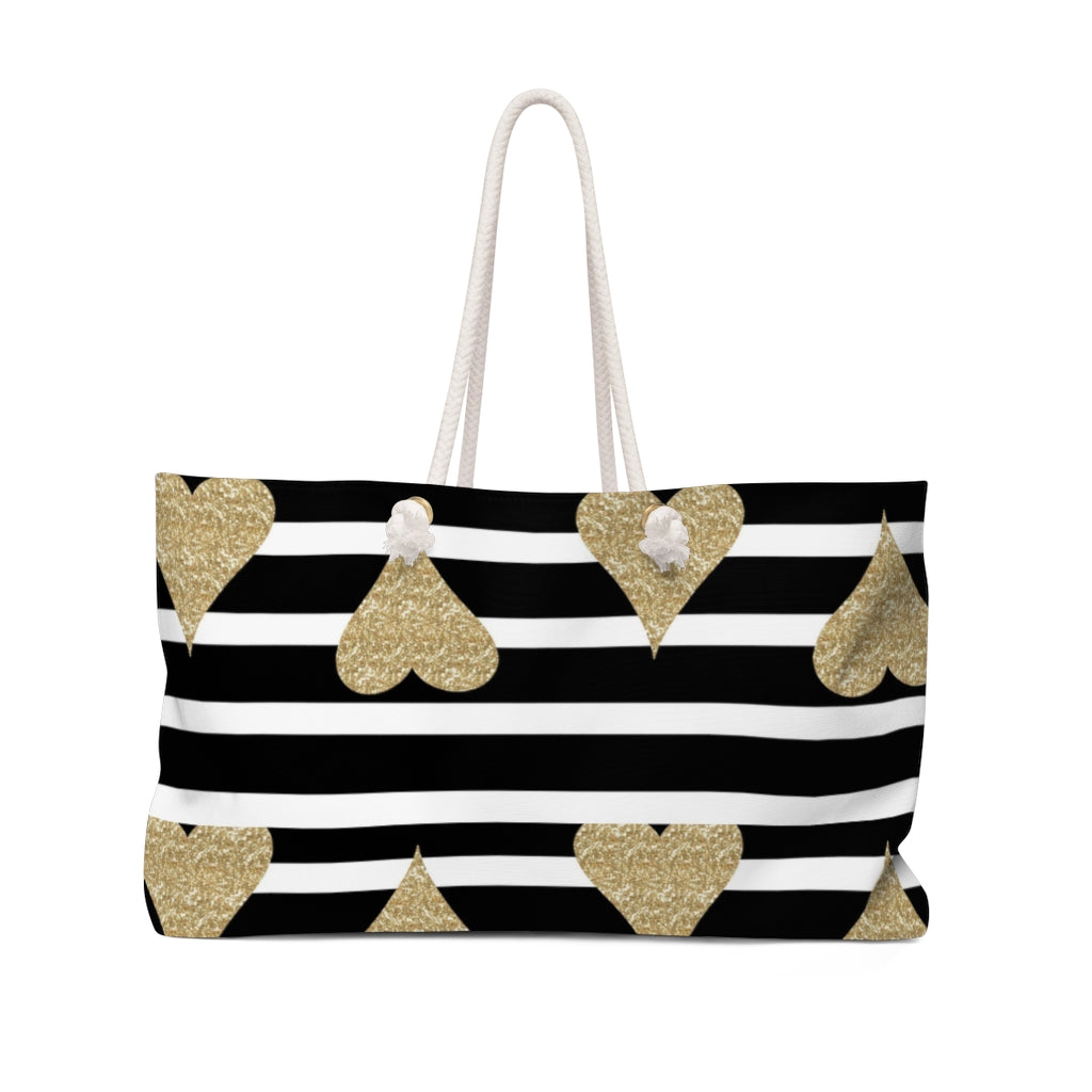 Golden Hearts and Strips Weekender Bag