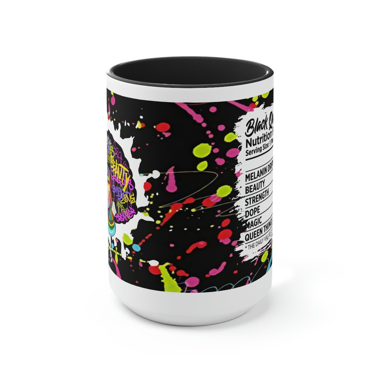 Black Queen Nutrition Two-Tone Coffee Mugs| Graffiti Mug