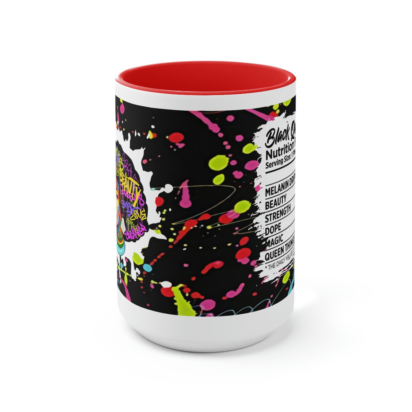 Black Queen Nutrition Two-Tone Coffee Mugs| Graffiti Mug