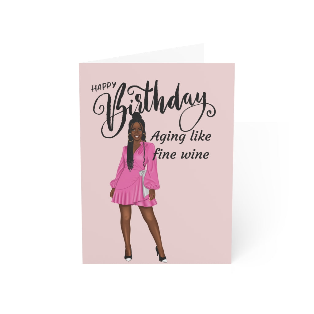 Happy Birthday Card-Aging like fine wine| Folded Greeting Cards (1, 10, 30, and 50pcs)