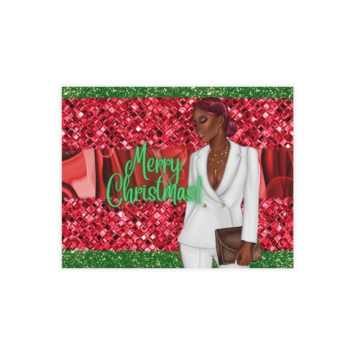 Merry Christmas Red and Green Unfolded Greeting Cards (10, 30, and 50pcs)