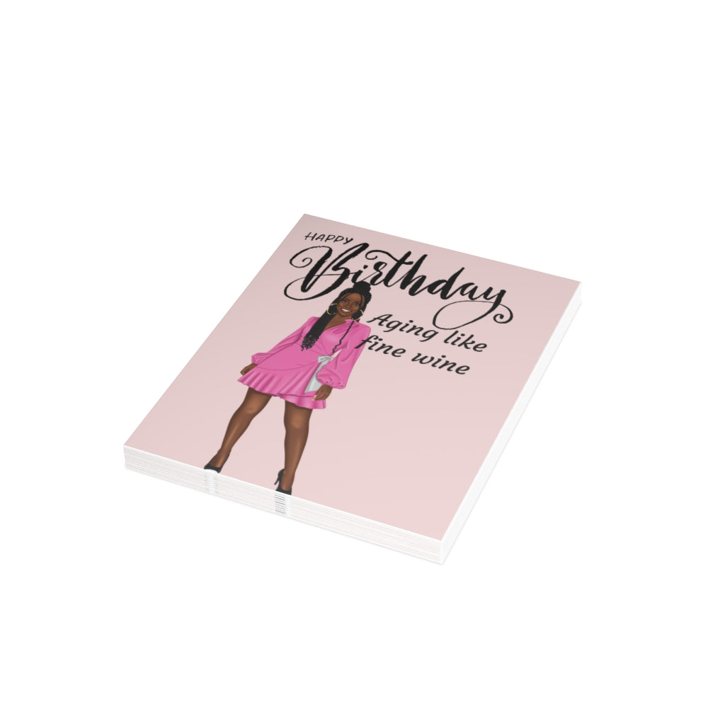 Happy Birthday Card-Aging like fine wine| Folded Greeting Cards (1, 10, 30, and 50pcs)