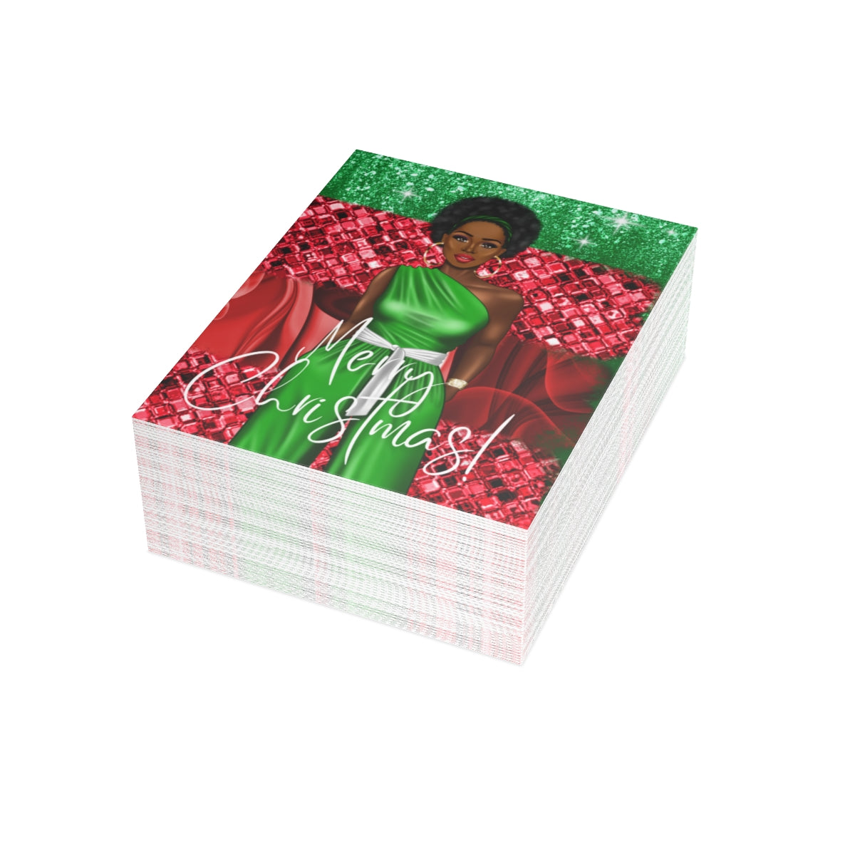 Black Woman Christmas Greeting Cards (1, 10, 30, and 50pcs)