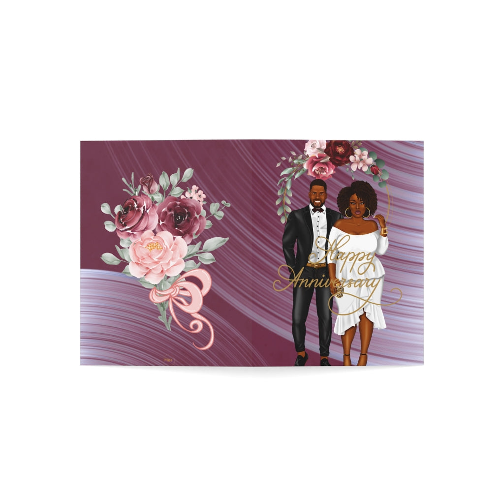 Happy Anniversary Card-African American Couple Greeting Cards (1 or 10-pcs)