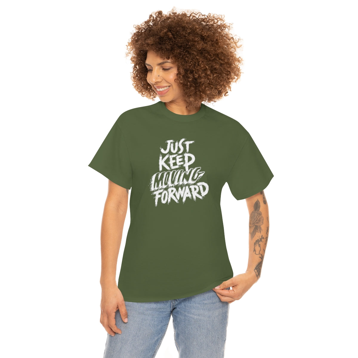 Just Keep Moving Forward Unisex Heavy Cotton Tee| Motivational Shirt