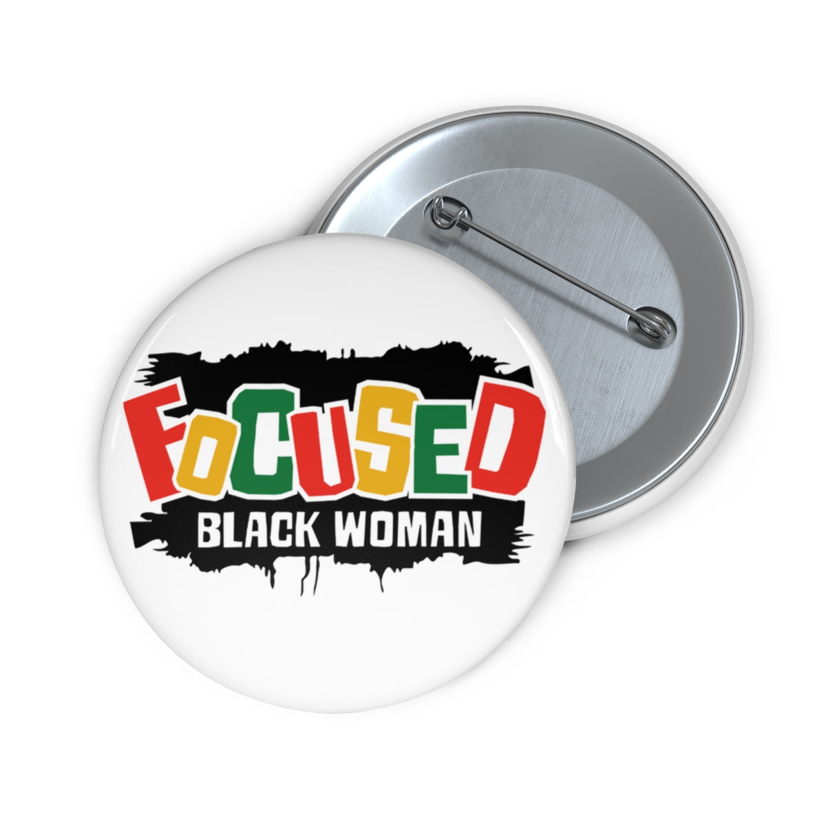 Focused Black Woman Pin Buttons