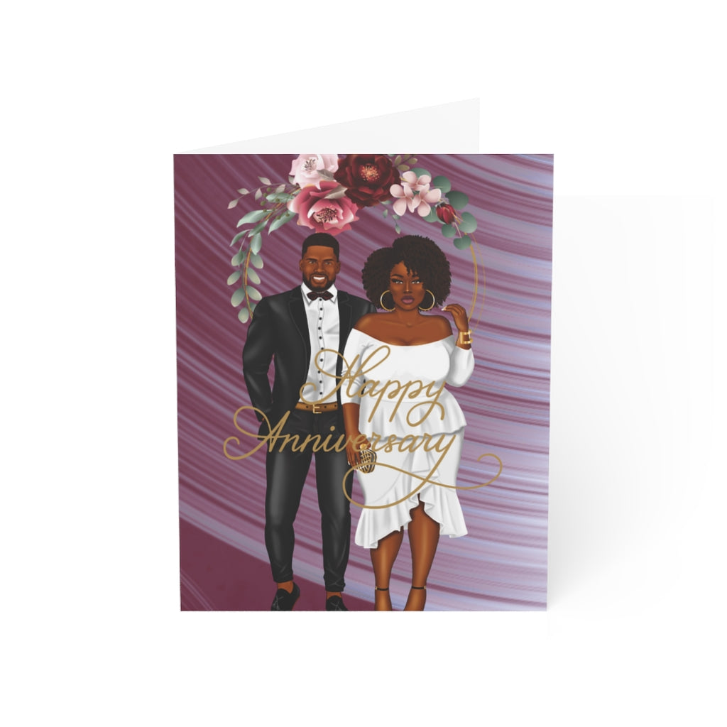 Happy Anniversary Card-African American Couple Greeting Cards (1 or 10-pcs)