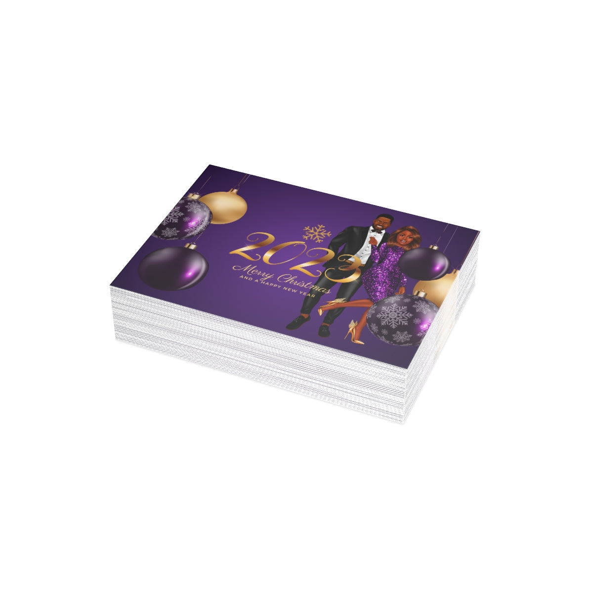 Couples Merry Christmas Unfolded Greeting Cards (10, 30, and 50pcs)