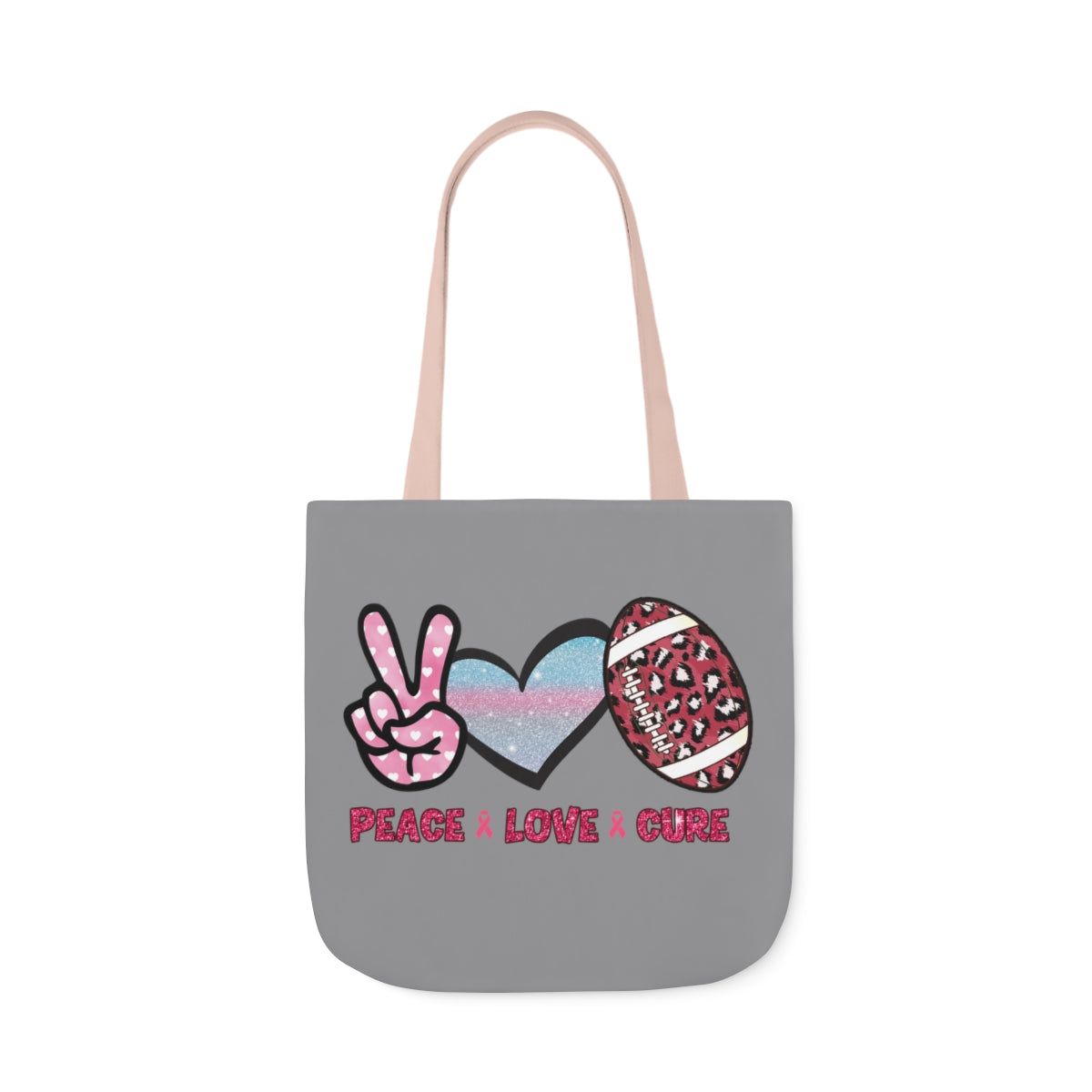 Peace Love Cure Canvas Tote Bag| Breast Cancer Tote Bag