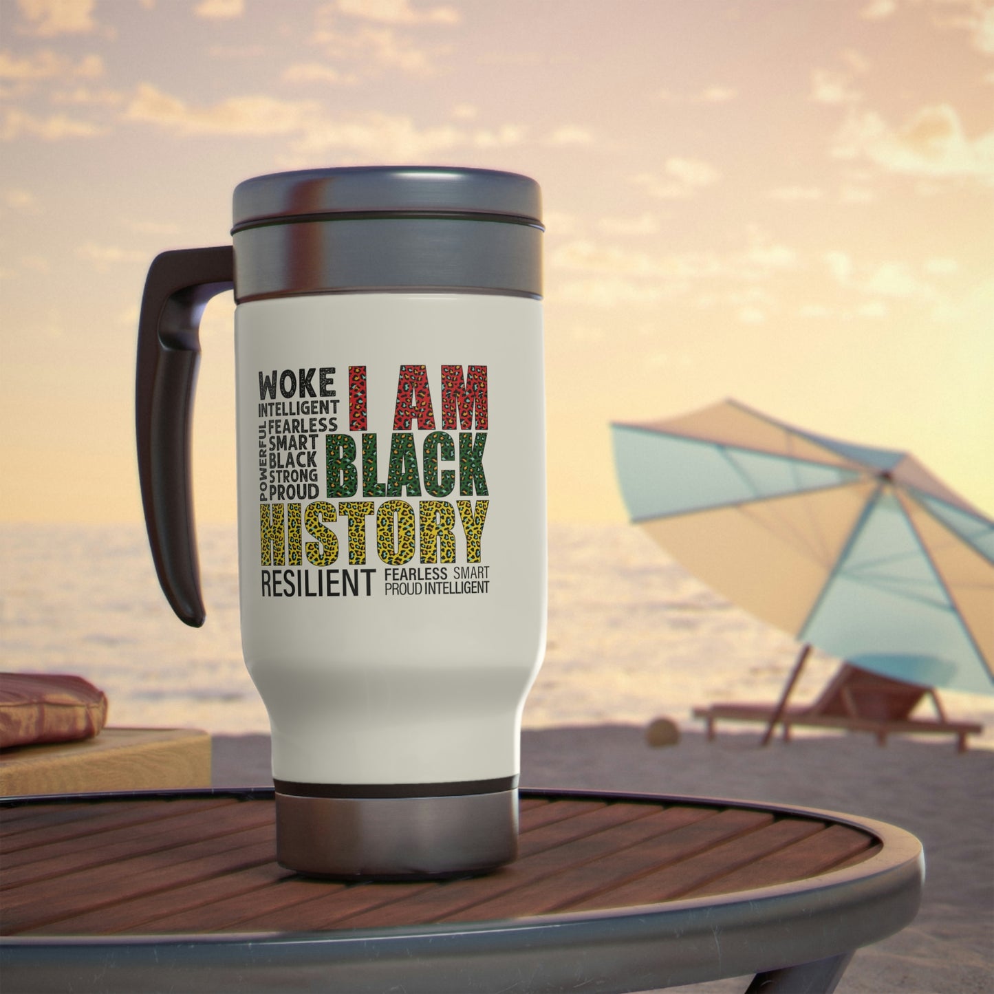 I am Black History Stainless Steel Travel Mug with Handle