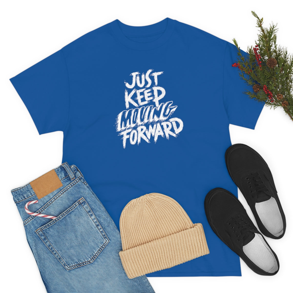 Just Keep Moving Forward Unisex Heavy Cotton Tee| Motivational Shirt