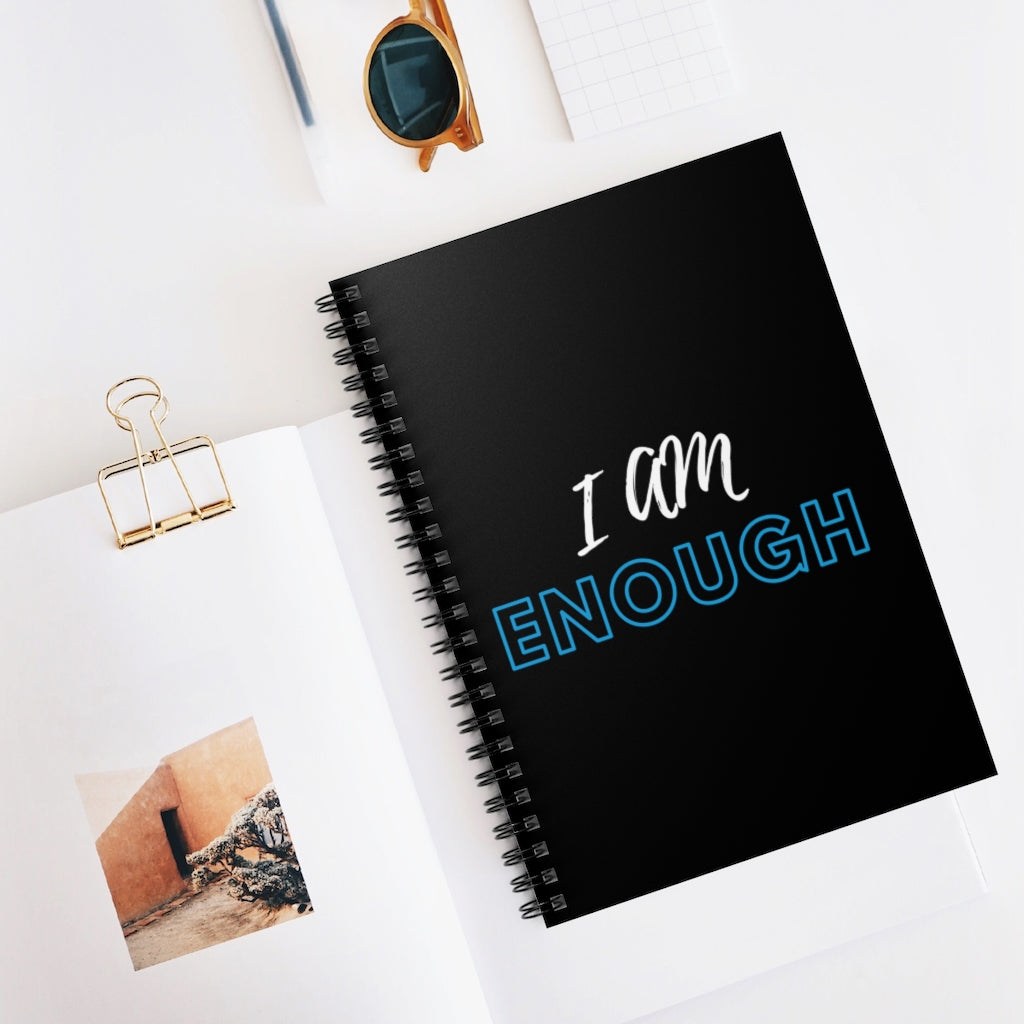 I AM Enough Black Spiral Notebook-Notebook-Epitome of Beaute