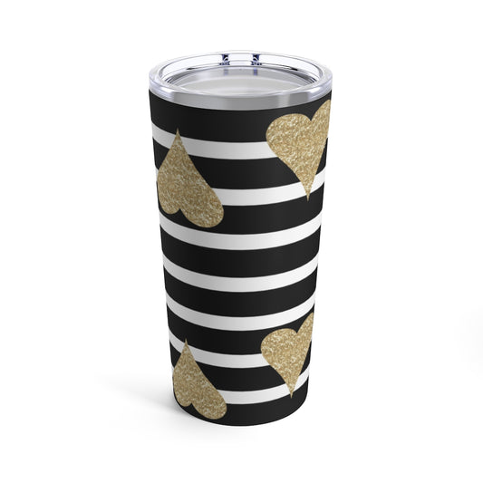 Gold Hearts and Strips Tumbler