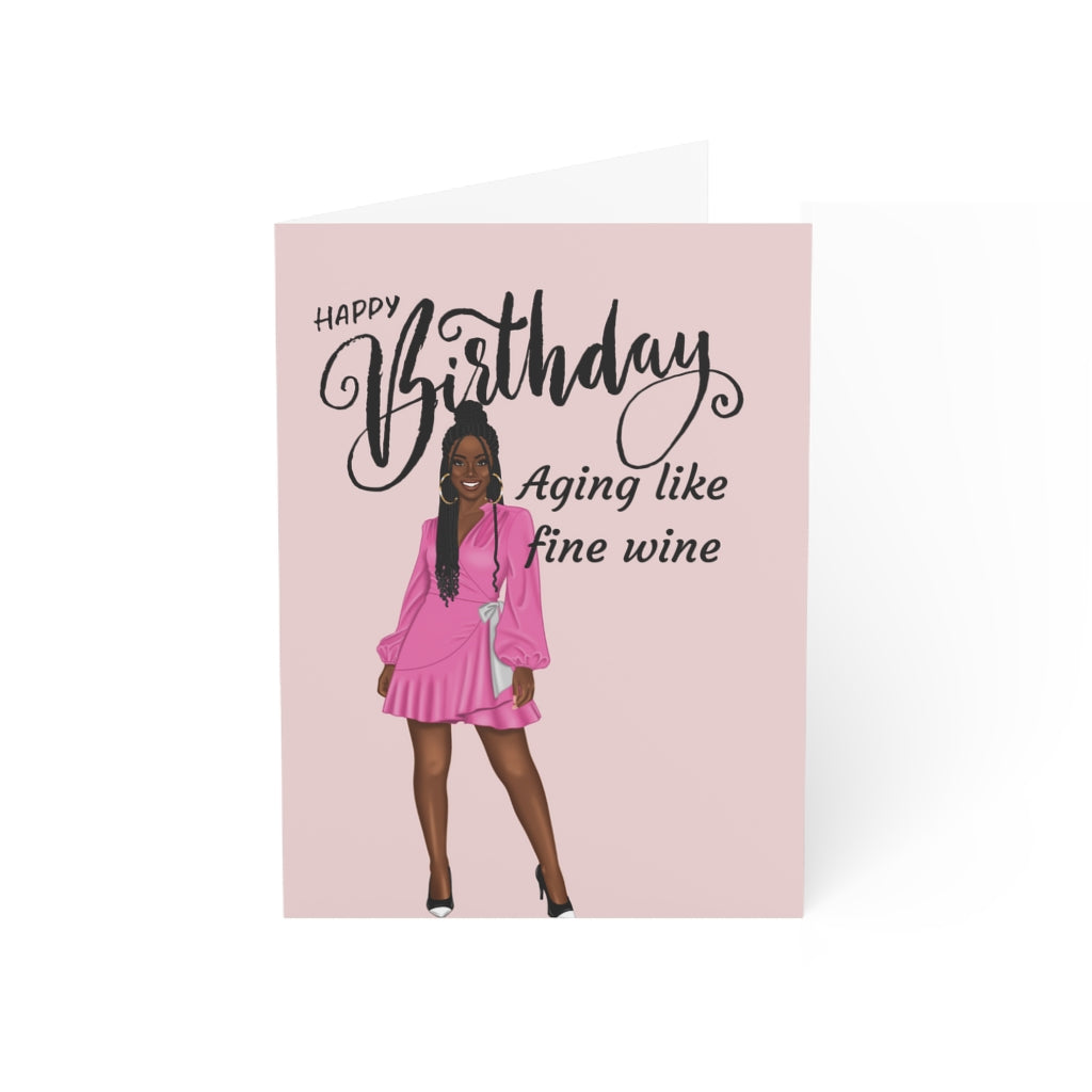 Happy Birthday Card-Aging like fine wine| Folded Greeting Cards (1, 10, 30, and 50pcs)