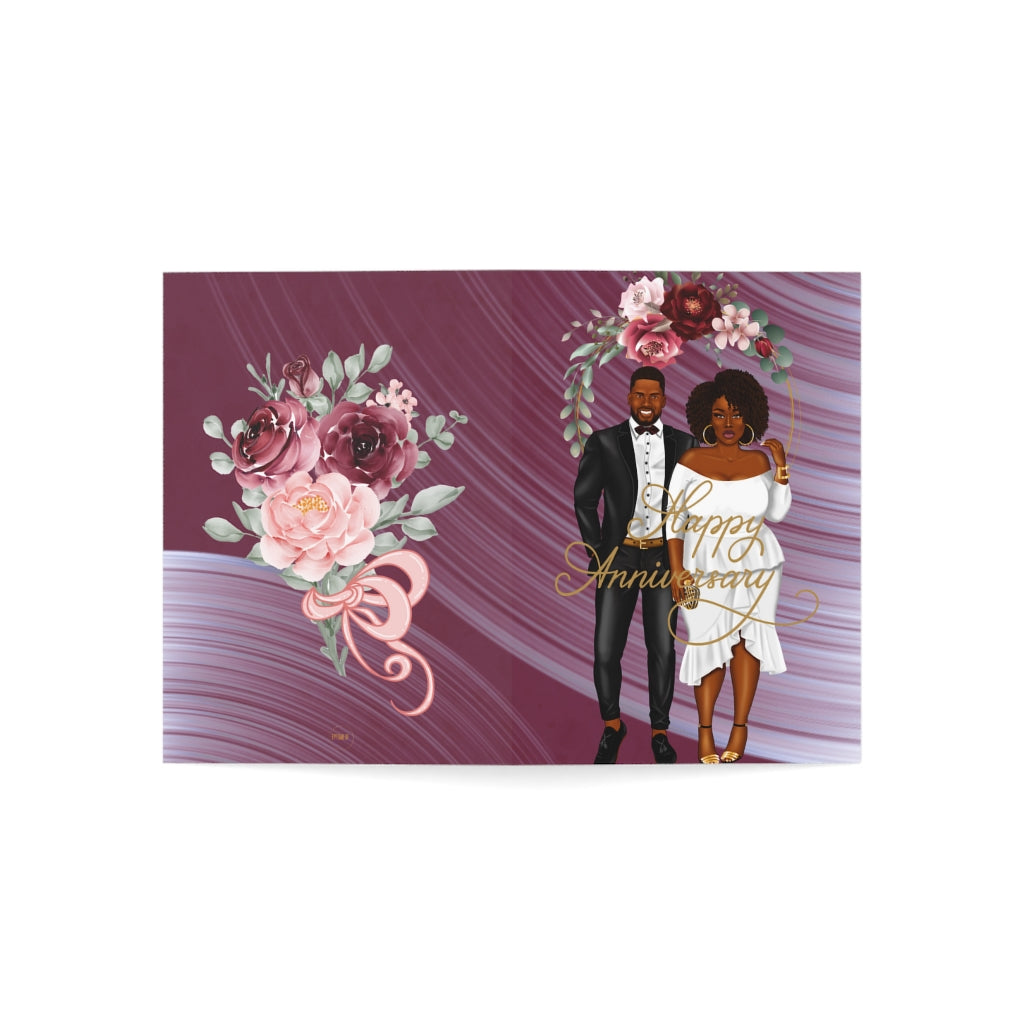 Happy Anniversary Card-African American Couple Greeting Cards (1 or 10-pcs)