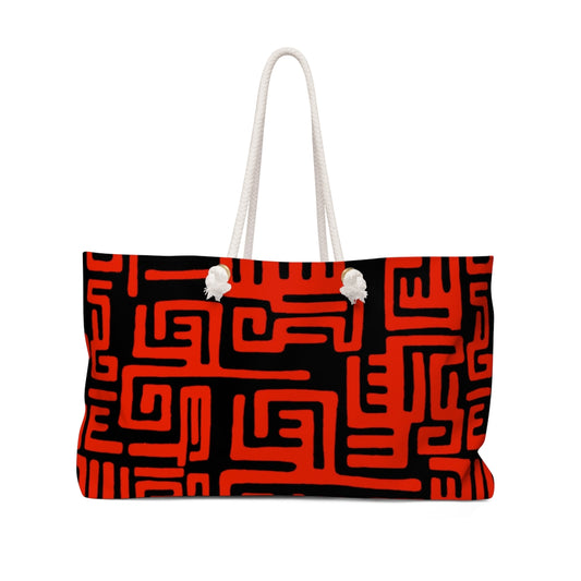Afrocentric Geometric Red Tote Bag