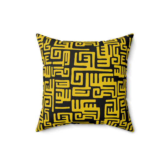 Afrocentric Geometric Maze Throw Pillow