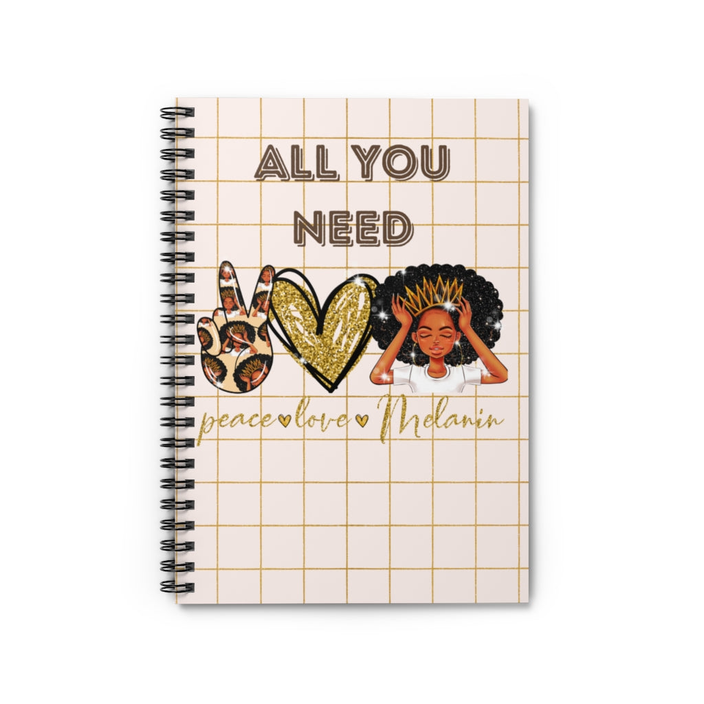 Peace, Love, and Melanin Spiral Notebook-Notebook-Epitome of Beaute