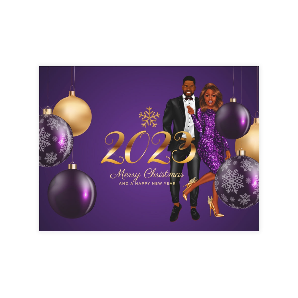 Couples Merry Christmas Unfolded Greeting Cards (10, 30, and 50pcs)